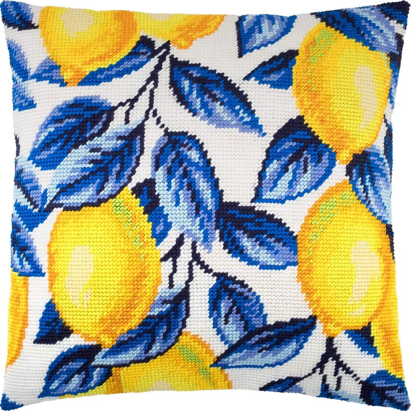 Brvsk Kitchen Needlepoint Kit for Adults and Beginners â€” Lemons 16â€³â€‰Ã—â€‰16â€³ with Clear, Precise Printed Design on Cotton Canvas; Includes 2 Needles, Yarn, and Easy-Read Chart - Image 1